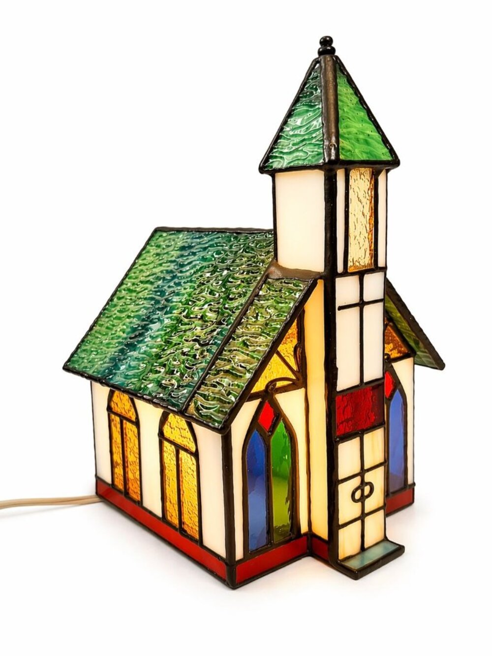 Lamp Light Tiffany Style Stained Glass 3D Church Chapel Cross Vintage Holiday - Picture 2 of 15